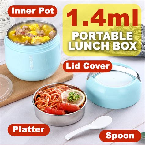 idrop 1.4L Portable Food Lunch Box SU304 Stainless Steel Inner 